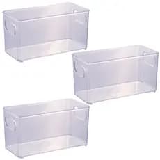 Kit com 3 Organizadores de Geladeira Multiuso para Lata Alimento Fruta Transparente Plasutil
