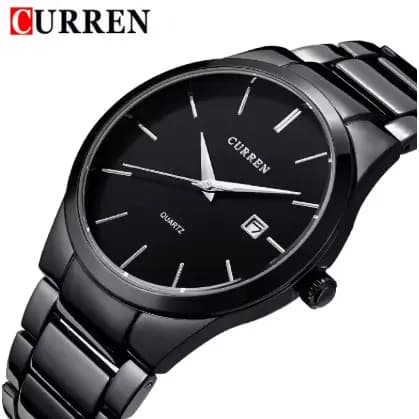 Curren 8106 Relógio masculino de aço inoxidável, marca de luxo, display analógico, data, quartzo, negócios