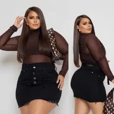 Roupas Femininas Saia Jeans Com Lycra Plus Size Jeans Feminino