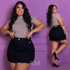 saia jeans feminina Curta plus size com Lycra Mode Feminina