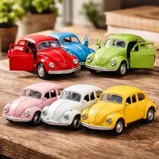 Kit 4 Fusca Miniatura De Metal Ferro Carrinho Coleção Fusquinha Fricção Abre Portas