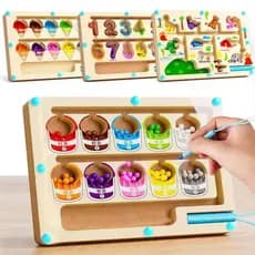Jogo Brinquedo Montessori de Cores Magnéticas Labirinto Movendo Madeira Sensorial