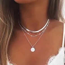 Acessórios de moda Feminino Padrão Geométrico Redondo Pingente de Lótus Multi Camada Colar Festa de Aniversário