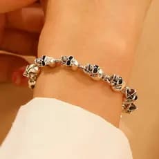 Moda Punk Style Pulseira De Prata Vintage Skull Do Festival Fino