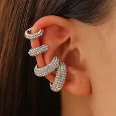 Clipe De Osso De Orelha Incrustado De Diamantes Em Forma De C Elegante Sem Orelhas Furadas Para Presentes Femininos