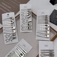 3/8 Pçs Prata Metal Estrela Amor Baseado Hairpin Feminino Estudante Acessórios De Cabelo Presente