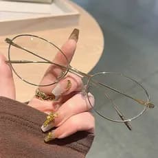 Elegante Vintage Metal Oval Olho De Gato Óculos Femininos Presente De Aniversário