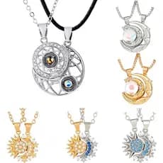 Versão Coreana Da Moda Colar Magnético De Casal De Sol E Lua-Um Símbolo De Presentes De Amor Eterno Para Homens Mulheres