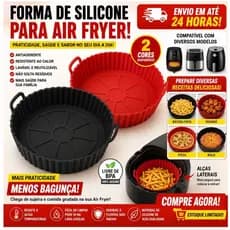 Kit 2 Forma Silicone Air Fryer Reutilizável Antiaderente Cesto Assadeira Universal