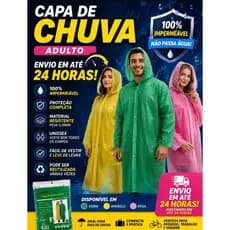 Capa de Chuva Impermeável Adulto Reforçada Com Capuz