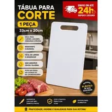 Tábua Para Corte Cozinha Plástico 33x20cm Resistente Kit 1 e 2 Peças