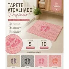 Kit 5/10 Toalha de Piso –Tapete Para Banheiro Atoalhado Pezinho – Alta Absorção Kit 5 ou 10 Unidades