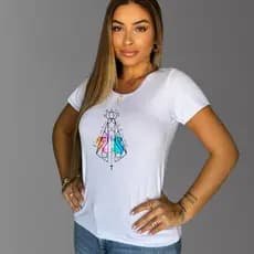 Blusa feminina T-Shirt com estampa Nossa Senhora