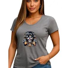 Blusa feminina manga curta, estampada Dog Luxury