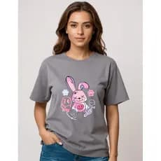 Camiseta feminina oversize estampada Ursinho fantasma