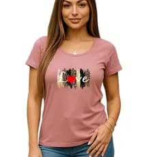 Blusa Feminina Manga Curta Estampada Love Animal Print 💛❤️