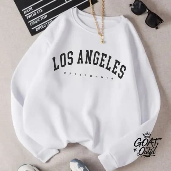 Moletom Feminino Gola Careca Flanelado Los Angeles