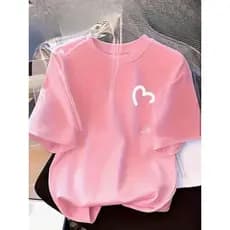 Camiseta Feminina Blusa Coração 100 % Algodão Malha Premium Manga Curta Camisa Gola Redonda