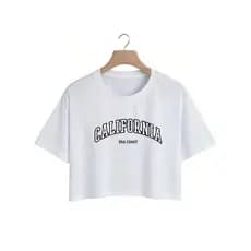 Camiseta Cropped Feminina California Basico Malha em Algodão Lançamento