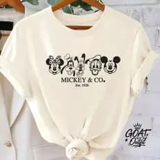 Camiseta Feminina Personalizada Moda T-shirt Estampa Minnie e Turma 100% Algodão (REF:2105)