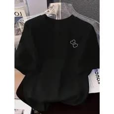 T-Shirt Dois Corações Moda Feminina Casual Para O Verão Com Tecido Leve e Macio
