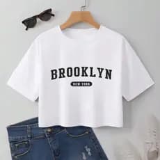 Camiseta Cropped Feminina Brooklyn Básico em Malha Premium Lançamento