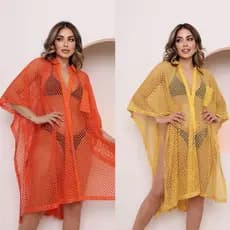 Malha De Retalhos Saida De Praia Camisa Plus Size Moda Praia Com Bolo