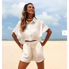 Conjunto Saida De Praia Camisa e Short Moda Praia