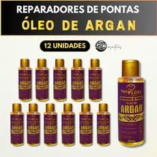 Kit 12 Reparadores de Pontas Óleo de Argan NatyFlora – Brilho e Proteção Prolongada