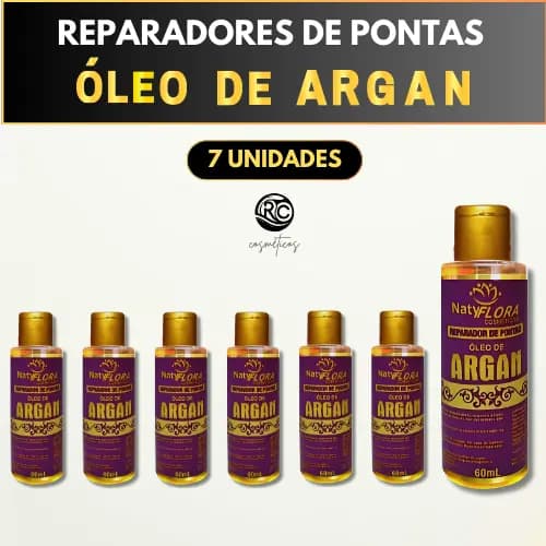 Kit 7 Reparadores de Pontas Óleo de Argan NatyFlora – Brilho e Proteção Prolongada