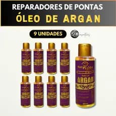 Kit 9 Reparadores de Pontas Óleo de Argan NatyFlora – Brilho e Proteção Prolongada