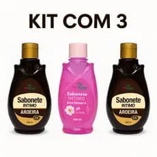 Kit Sabonete Íntimo NatyFlora – 2 Aroeira (240ml) + 1 Rosa Mosqueta (240ml) | Proteção Natural e Hidratação Diária