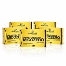 Kit 5 Sabonete Micozero NatyFlora 90g Antifúngico Para Micoses Fungos Pano Branco