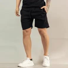 Short Masculino Linho Preto Mauricinho Confortável Elegante Com Bolso Faca Cordão Premium