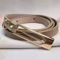 Cinto bege, Cinto de couro, Cinto elegante, Cinto fino para todas as Ocaciões- Fivela Dourada - 1,5cm/120cm