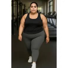 Calça  Legging, G3, Plus Size, Cinza, Mescla, Elastano