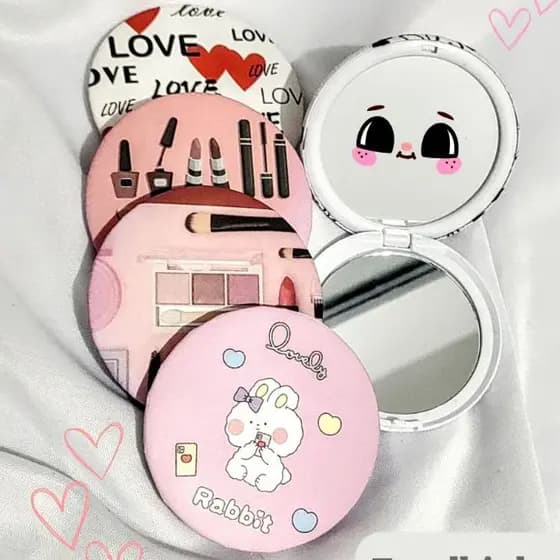 Espelho de Bolsa Redondo, Abre e Fecha, 6cm, Dupla Face