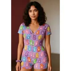 Pijama Macacão Mickey Hello kitty Ursinhos Carinhosos Pijamas Feminino Dormir Conforto Tecidos Mascio
