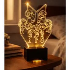 Luminária LED 3D BTS Acrílico K-pop Personalizada Decoração Quarto Menina Abajur Fã Coreano Dynamite