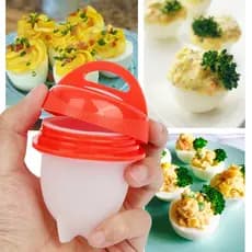 Kit Forma Cozinhar Ovos 6 Peças De Silicone Cozinha Ovo Mexido Cozido Recheado Fitness Saudável