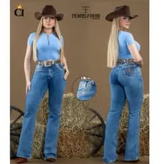 Calça Jeans Feminina Bordada Grande ARIAT  Estilo & Conforto no Seu Look Country Rodeio E Festa