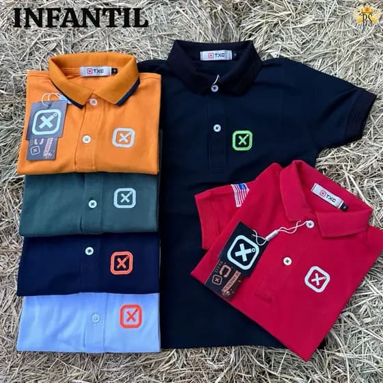 Camiseta Gola Polo Infantil TXC Confortável – Ideal para o Dia a Dia/Mini Cowboy