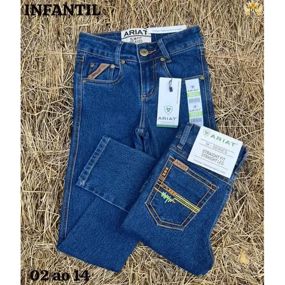 Calça Jeans INFANTIL Moda Country Pecuária é Rodeio Mini Cowboy Cinch E ARIAT
