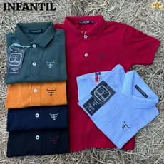 Camiseta Gola Polo Infantil Para Mini Cowboy Usar Em Festas Ou Rodeio Texas Fo