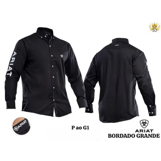 Camisão Masculina Bordada Grande Ariat Estilo Country Perfeita Para Rodeio e Pecuária