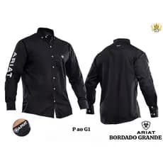 Camisão Masculina Bordada Grande Ariat Estilo Country Perfeita Para Rodeio e Pecuária