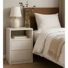 Mesa de cabeceira de chão 2 gavetas e nicho 40x60x30cm mdf branco