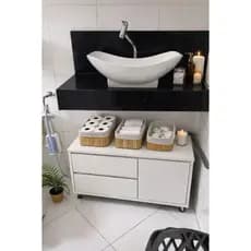 Mesa Apoio Com 2 Gavetas 1 Porta e Rodas Aparentes 70x30x40 Em MDF Organizador