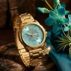 Relógio Feminino Potenzia Dourado Luxo + caixa + Pingente  Edição Limitada.
