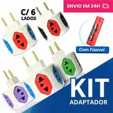 Adaptador de Tomada  1,2,3,4, e 5 unidades Entradas ESFERA 10A/20A Pino Maciço Resistente Tomadas Coloridas com Fusivel.